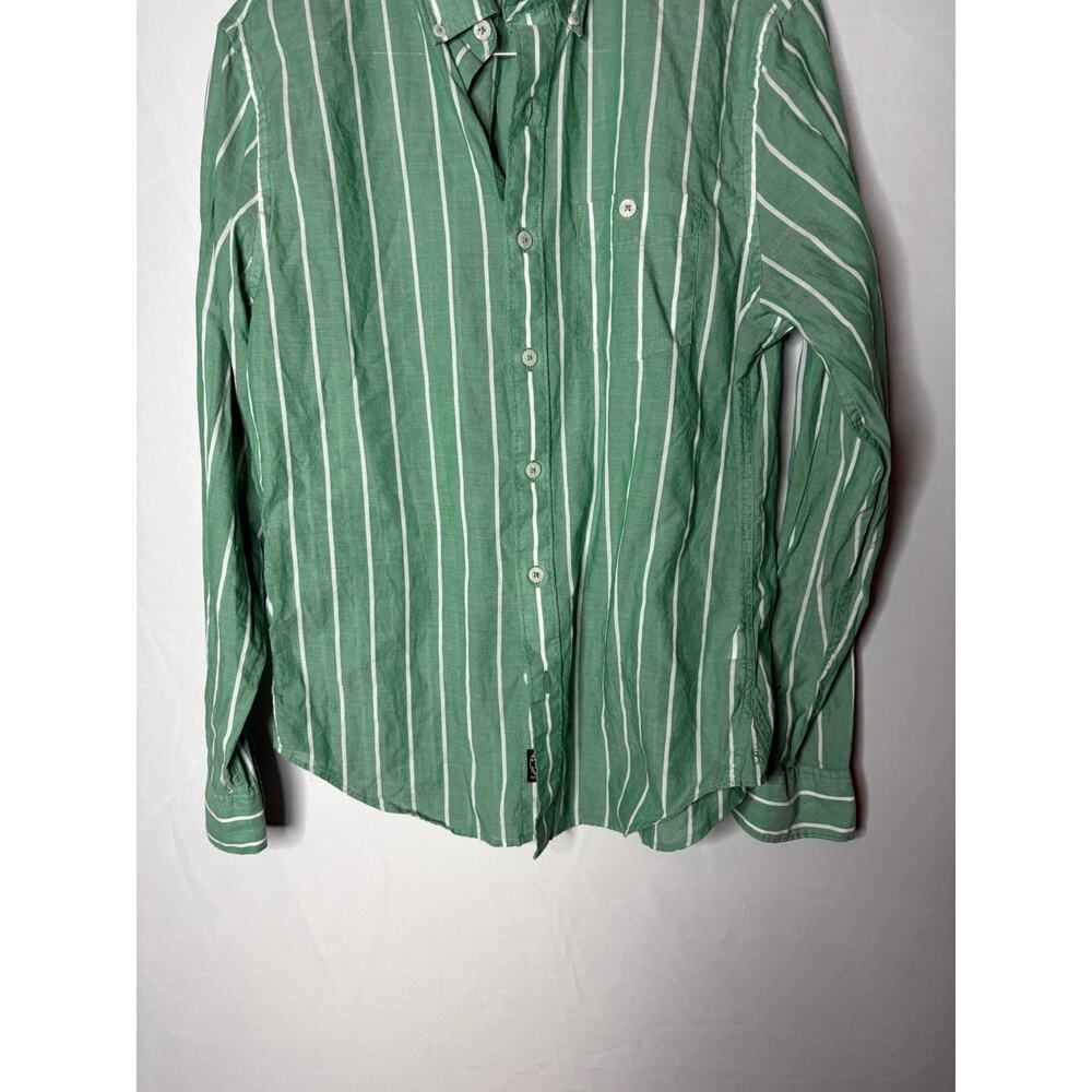 Todd Snyder Green White Stripe button down shirt sz M - Picture 3 of 5